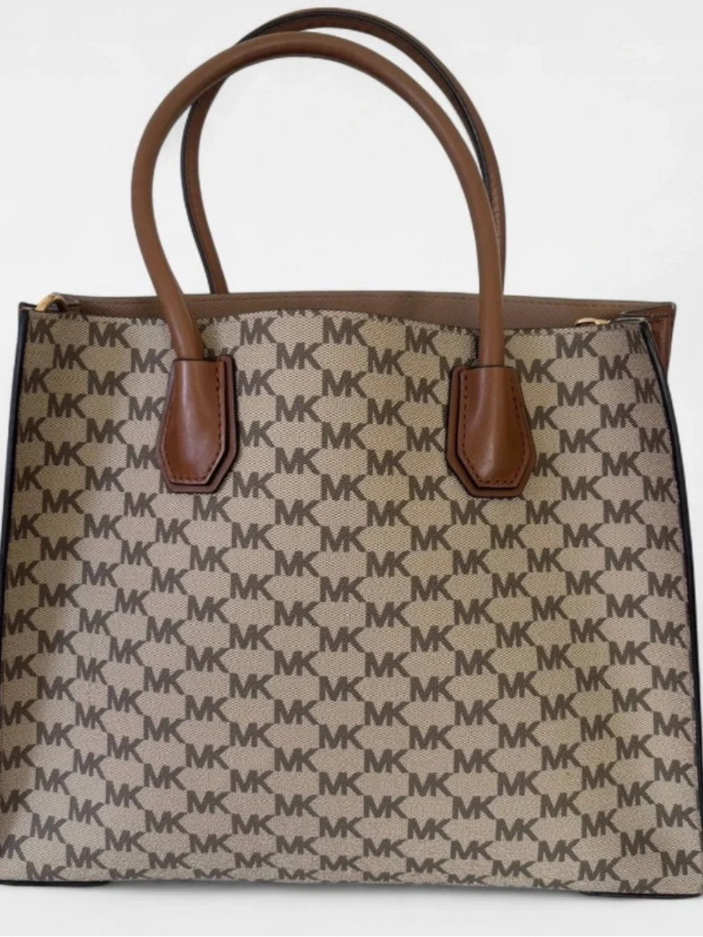 Michael Kors Beige and Brown Monogram Tote Set with Wallets - Picture 3 of 8